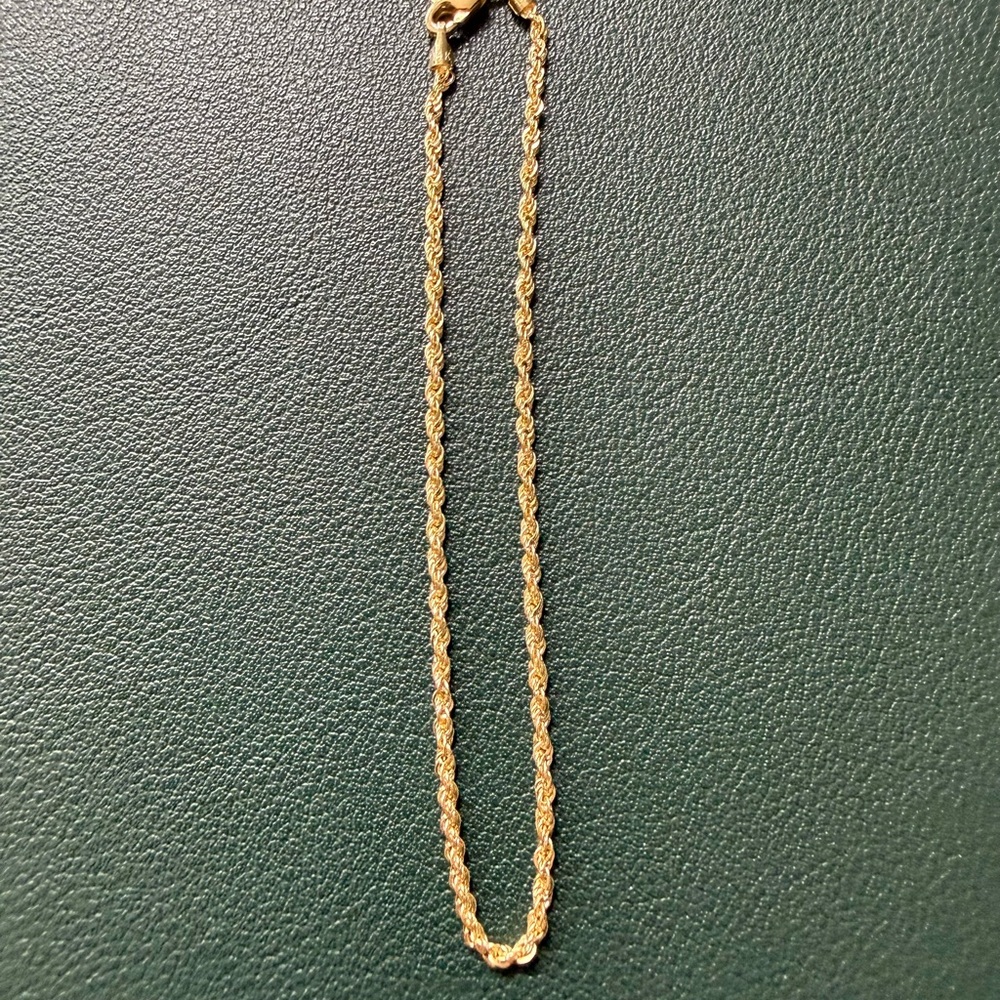 Brand New Solid 14K Gold Rope Chain Bracelet 7”